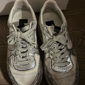 Golden Goose Silver and White Women's Sneakers